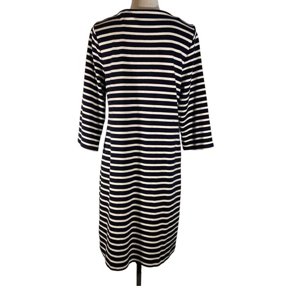 Talbots Women Petite Large LP‎ Midi Dress Nautical Embellish Vertical Stripes - Picture 9 of 9